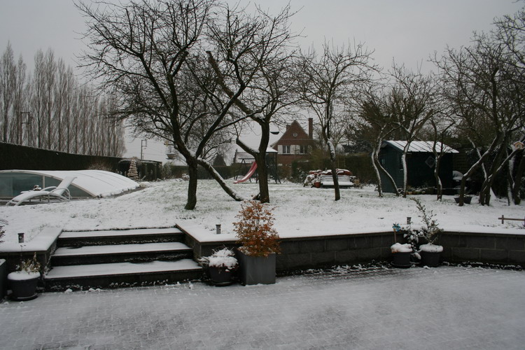 neige sur le jardin